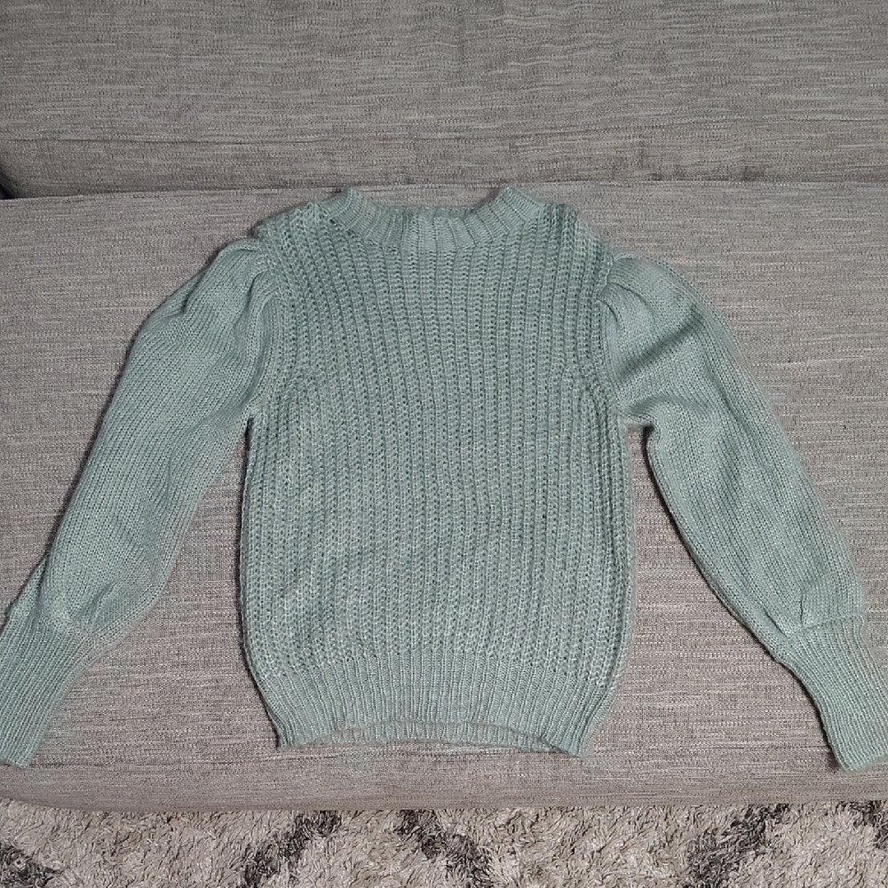 Forever 21 Blue Crew Neck Sweater Ribbed Knit